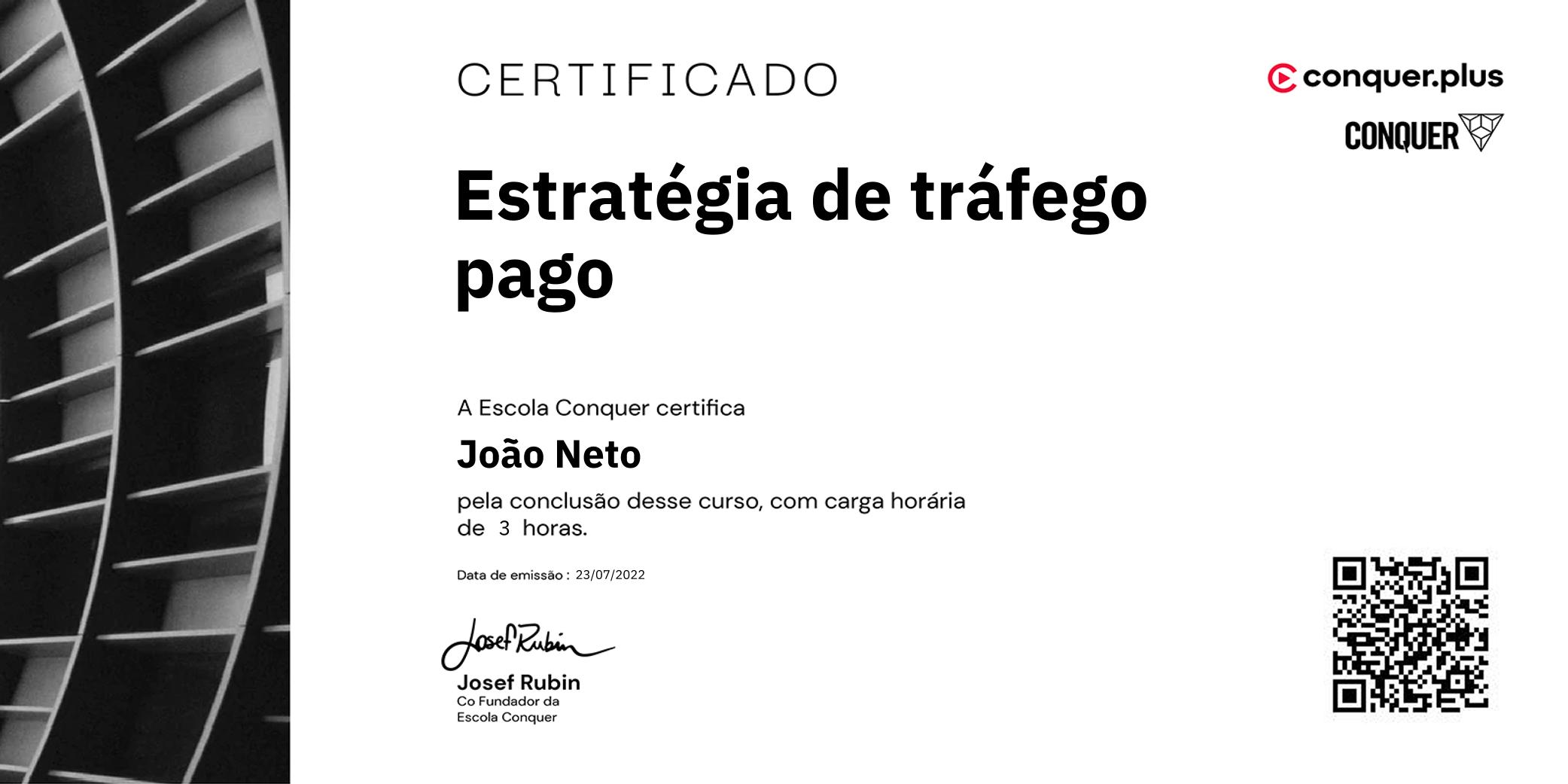 Certificado de Estratégia de tráfego pago